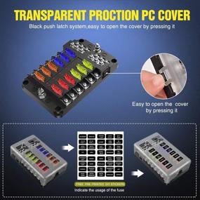 img 1 attached to Nilight - 50056L: Waterproof 12 Way Blade Fuse Block with LED Indicator & Negative Bus for 12V Automotive Cars, Boats, and RVs