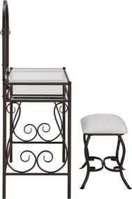 img 1 attached to 💄 Stylish Linon Dark Metal Vanity Set Table with Upholstered Stool - Elegant Décor for Your Bedroom