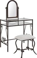 💄 stylish linon dark metal vanity set table with upholstered stool - elegant décor for your bedroom логотип