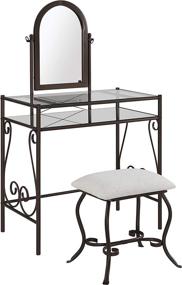 img 4 attached to 💄 Stylish Linon Dark Metal Vanity Set Table with Upholstered Stool - Elegant Décor for Your Bedroom