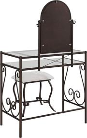 img 2 attached to 💄 Stylish Linon Dark Metal Vanity Set Table with Upholstered Stool - Elegant Décor for Your Bedroom