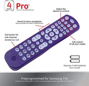 img 1 attached to 📱 Универсальный подсветка пульта дистанционного управления GE для Samsung, Vizio, LG, Sony, Sharp, Roku, Apple TV, RCA, Panasonic, Smart TV, стриминговых плееров, Blu-Ray, DVD - поддержка 4 устройства, фиолетовый - модель 45765 фиолетовый, подсветка