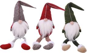 img 3 attached to 🎅 Handmade Christmas Gnome Decoration Set - Flying Spoon 3pcs Swedish Figurines, Sitting Long-Legged Christmas elf, with Bottle Decoration