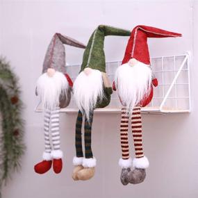 img 4 attached to 🎅 Handmade Christmas Gnome Decoration Set - Flying Spoon 3pcs Swedish Figurines, Sitting Long-Legged Christmas elf, with Bottle Decoration