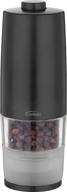 black trudeau one-hand battery-operated pepper mill logo