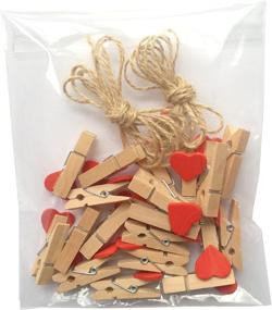 img 1 attached to ❤️ LWR CRAFTS Red Heart Wood Mini Clothespins 20 pcs + Jute Cord 8ft