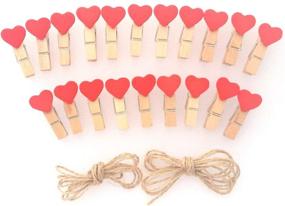 img 3 attached to ❤️ LWR CRAFTS Red Heart Wood Mini Clothespins 20 pcs + Jute Cord 8ft