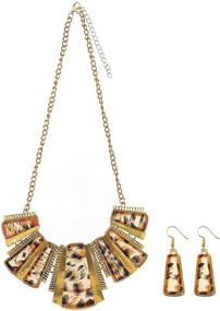 img 4 attached to FENICAL Women's Leopard Print Alloy Vintage Necklace and Earring Set - Leopard Jewelry Set