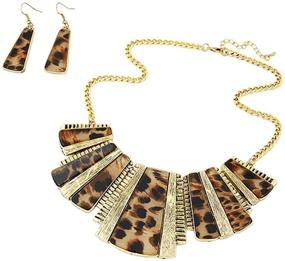 img 1 attached to FENICAL Women's Leopard Print Alloy Vintage Necklace and Earring Set - Leopard Jewelry Set