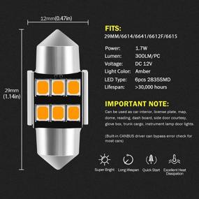 img 2 attached to 🌟 AUXLIGHT 6SMD Лампы для интерьера автомобиля на Желтой цокольной светодиодной лампе, сверкающие для светильников солнцезащитного козырька в автомобиле, внедорожнике и грузовике (набор из 6 штук)