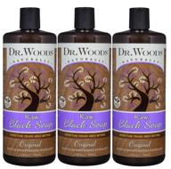 🧼 органическое жидкое мыло dr. woods raw african black, обогащенное маслом ши, 32 унции (набор из 3 штук) логотип