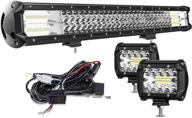 top-rated 25 inch keenaxis 360w led light bar with triple row spot flood combo - perfect for ford dodge ram truck polaris atv utv – includes 4inch 60w cube pods fog lights & wiring harness logo