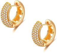 💎 hypoallergenic huggie hoop earrings for women girls - 18k gold plated with cubic zirconia - stylish jewelry logo