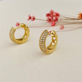 img 2 attached to 💎 Hypoallergenic Huggie Hoop Earrings for Women Girls - 18K Gold Plated with Cubic Zirconia - Stylish Jewelry