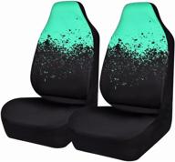 🚗 car pass sporty two-tone universal fit front seat covers for cool cars - suvs, sedans, vehicles, airbag compatible in black and mint blue logo