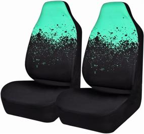 img 4 attached to 🚗 CAR PASS Sporty Two-Tone Universal Fit Front Seat Covers for Cool Cars - SUVs, Sedans, Vehicles, Airbag Compatible in Black and Mint Blue