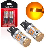 🌟 lasfit 7443 led bulb canbus ready 7444 t20 turn signal light error free blinker anti hyper flash, no load resistor needed, upgraded replacement automotive bulb - amber yellow (pack of 2) logo