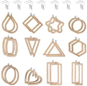 img 4 attached to 🔨 DROLE 96Pcs Wooden Resin Earring Kit: Wood Open Bezels Pendant and French Earring Wire Hooks for Jewelry Making in Natural Wood Color