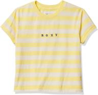 roxy girls' striped t-shirt: discover who we are logo