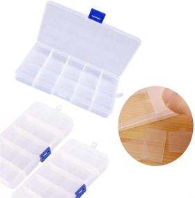 img 2 attached to 📦 15-Grid Plastic Crafts Storage Boxes, Adjustable Dividers, Organizer Container for Jewelry, Beads, Earrings, Rings - Clear, 6-pack