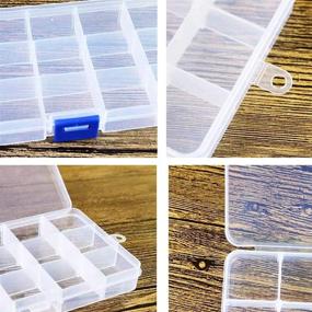 img 1 attached to 📦 15-Grid Plastic Crafts Storage Boxes, Adjustable Dividers, Organizer Container for Jewelry, Beads, Earrings, Rings - Clear, 6-pack