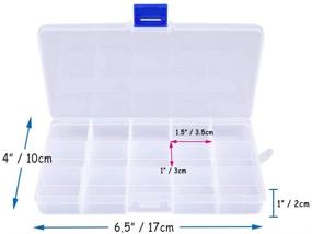 img 3 attached to 📦 15-Grid Plastic Crafts Storage Boxes, Adjustable Dividers, Organizer Container for Jewelry, Beads, Earrings, Rings - Clear, 6-pack