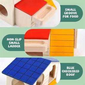 img 1 attached to 🏠 Deluxe Two-Layer Wooden Hut: Ideal Hideout & Play Toys for Small Pets