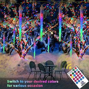 img 3 attached to 🎄 Auelife 8-Count Colorful LED Icicle Lights - 96 Dimmable RGB Outdoor Christmas Lights, Weatherproof with Remote Control - Perfect for Christmas Patio, Yard, Garden, Xmas Wedding Party Decor