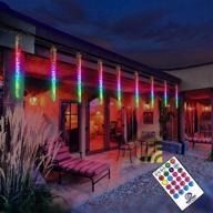 🎄 auelife 8-count colorful led icicle lights - 96 dimmable rgb outdoor christmas lights, weatherproof with remote control - perfect for christmas patio, yard, garden, xmas wedding party decor логотип