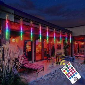 img 4 attached to 🎄 Auelife 8-Count Colorful LED Icicle Lights - 96 Dimmable RGB Outdoor Christmas Lights, Weatherproof with Remote Control - Perfect for Christmas Patio, Yard, Garden, Xmas Wedding Party Decor