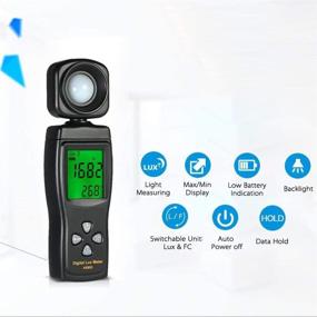 img 2 attached to 🔦Высокопроизводительный цифровой люксметр и спектрометр с осветителем и фотометром - диапазон измерения от 0 до 200 000 люксов, выбор единиц измерения люксов/фут-кандел - идеально подходит для домов, сельского хозяйства, складов, ферм, сцен, стадионов (батарея не включена)
