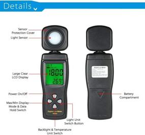 img 3 attached to 🔦Высокопроизводительный цифровой люксметр и спектрометр с осветителем и фотометром - диапазон измерения от 0 до 200 000 люксов, выбор единиц измерения люксов/фут-кандел - идеально подходит для домов, сельского хозяйства, складов, ферм, сцен, стадионов (батарея не включена)