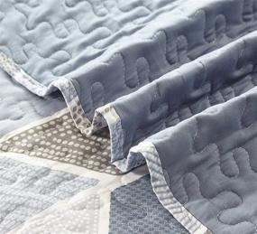 img 2 attached to 🛏️ SLPR Heather 2-Piece Twin Bedding Quilt Set with 1 Sham, Cream and Blue Chevron Light Quilted Bedspread