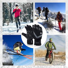 img 1 attached to 🧤 HTZPLOO Waterproof Winter Gloves: Insulated & Anti-Slip Gloves for Cycling, Running, Hiking & Skiing