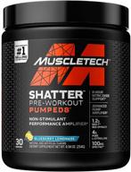 💪 muscletech shatter pumped 8: stim free pre workout for men & women - 8 hour nitric oxide booster and muscle pump amplifier in blueberry lemonade flavor (30 servings) logo