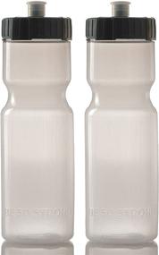 img 4 attached to Set of 2 BPA Free 22 oz Sports Squeeze Water Bottles by 50 Strong - Easy Open Push/Pull Cap, USA Made - Fits Bike Cages - Ideal for Adults & Kids - Top Rack Dishwasher Safe (Clear/Black)