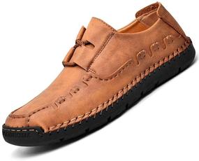 img 4 attached to Handmade Loafers Leather Breathable Lace Up Men's Shoes