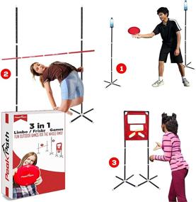 img 4 attached to 🏓 The Ultimate Frisby 3 in 1 Outdoor Sports Game Set: Transforming Limbo, Target Challenge & Disc Toss for Backyards, Beaches & More!