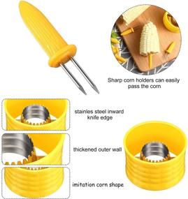 img 2 attached to 🌽 Convenient 3-Piece Stainless Steel Corn Stripper Set with 20 Corn Cob Holders - Perfect for Home Kitchen and Restaurant Corn Peeling Needs