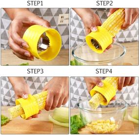 img 1 attached to 🌽 Convenient 3-Piece Stainless Steel Corn Stripper Set with 20 Corn Cob Holders - Perfect for Home Kitchen and Restaurant Corn Peeling Needs