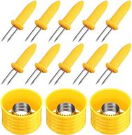 🌽 convenient 3-piece stainless steel corn stripper set with 20 corn cob holders - perfect for home kitchen and restaurant corn peeling needs logo