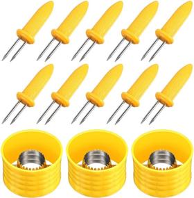 img 4 attached to 🌽 Convenient 3-Piece Stainless Steel Corn Stripper Set with 20 Corn Cob Holders - Perfect for Home Kitchen and Restaurant Corn Peeling Needs