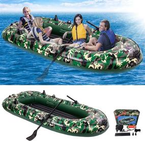 img 4 attached to EPROSMIN Inflatable 9ft Kayak Boat for Adults - 4 Person Fishing Camouflage Raft - Suitable for Ocean, Sea, and Lake Activities