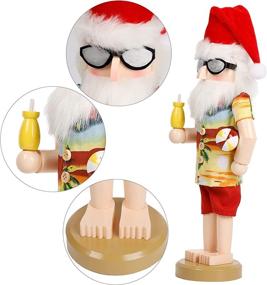 img 2 attached to Jollyoo Christmas Nutcracker: 14 Inch Wooden Santa Hawaii Beach Summer Vacation Figure for Tabletop Festival Decorations