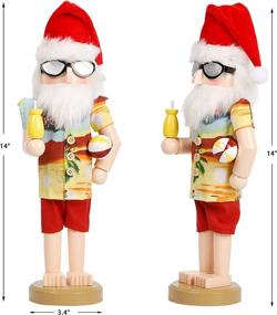 img 3 attached to Jollyoo Christmas Nutcracker: 14 Inch Wooden Santa Hawaii Beach Summer Vacation Figure for Tabletop Festival Decorations