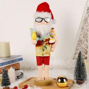img 1 attached to Jollyoo Christmas Nutcracker: 14 Inch Wooden Santa Hawaii Beach Summer Vacation Figure for Tabletop Festival Decorations