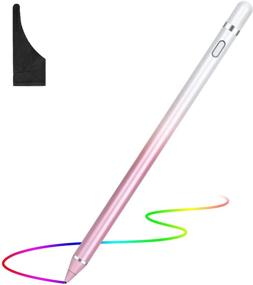 img 4 attached to 🖊️ Enhance Your Digital Experience with Rechargeable Active Stylus Digital Pen for Touch Screens - 1.5mm Fine Point Smart Pencil Compatible with Most Tablets (White+Pink) + Bonus Glove