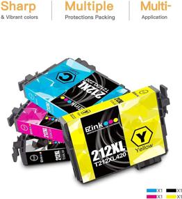 img 2 attached to 🖨️ E-Z Ink (TM) Remanufactured Ink Cartridge Set for Epson 212XL T212XL 212 XL T212 - Compatible with XP-4100 XP-4105 WF-2830 WF-2850 Printers (1 Black, 1 Cyan, 1 Magenta, 1 Yellow, 4 Pack)