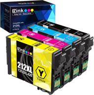 🖨️ e-z ink (tm) remanufactured ink cartridge set for epson 212xl t212xl 212 xl t212 - compatible with xp-4100 xp-4105 wf-2830 wf-2850 printers (1 black, 1 cyan, 1 magenta, 1 yellow, 4 pack) logo