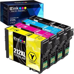 img 4 attached to 🖨️ E-Z Ink (TM) Remanufactured Ink Cartridge Set for Epson 212XL T212XL 212 XL T212 - Compatible with XP-4100 XP-4105 WF-2830 WF-2850 Printers (1 Black, 1 Cyan, 1 Magenta, 1 Yellow, 4 Pack)